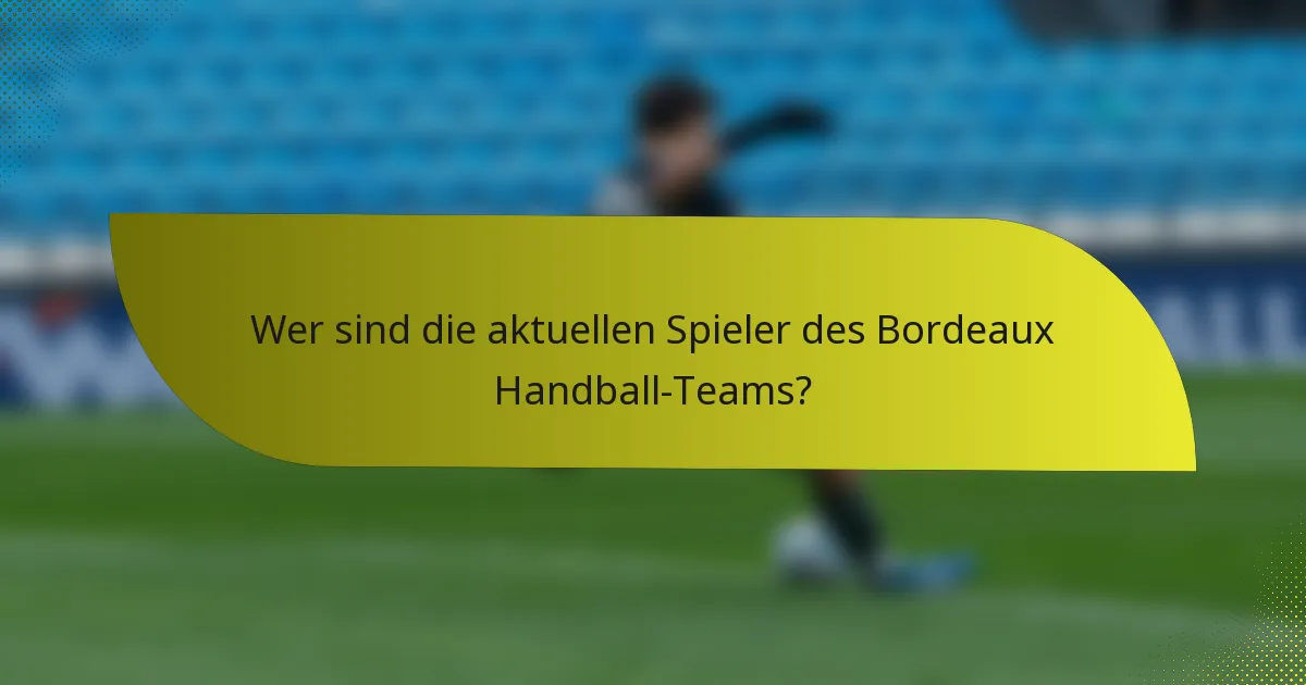 Wer sind die aktuellen Spieler des Bordeaux Handball-Teams?