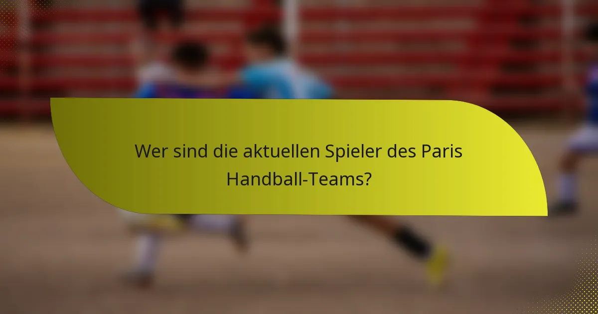 Wer sind die aktuellen Spieler des Paris Handball-Teams?