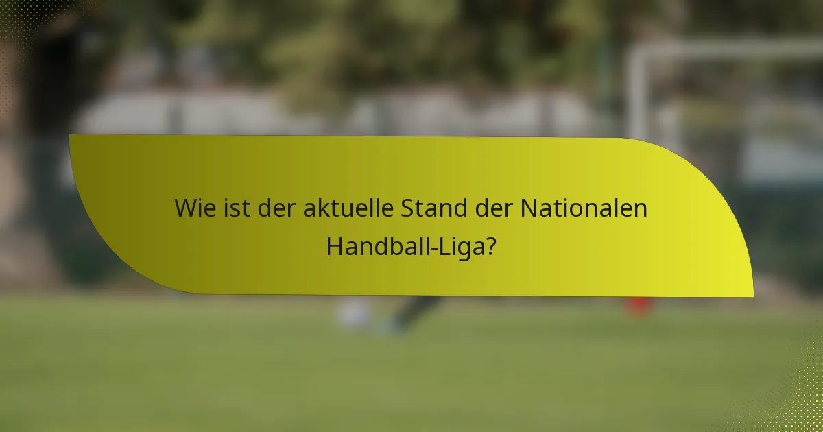 Wie ist der aktuelle Stand der Nationalen Handball-Liga?